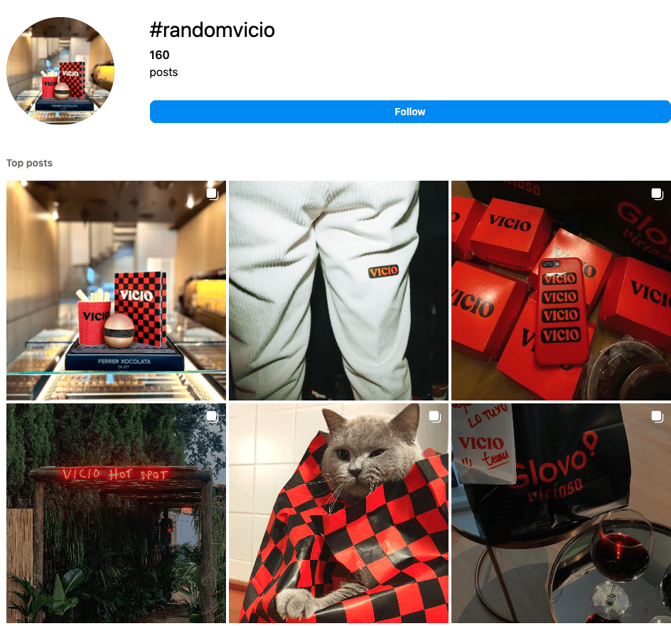 hashtag de Vicio en instagram