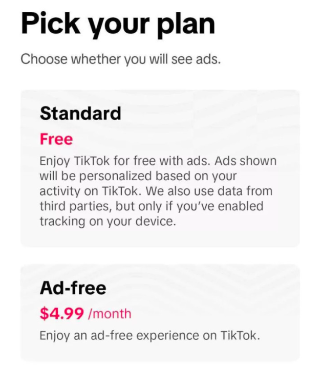 TikTok permitirá quitar los anuncios con una suscripción de pago