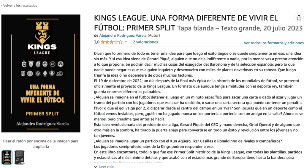 libro de la kings league en amazon