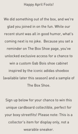 comunicado oficial adidas sobre la adidas box shoe
