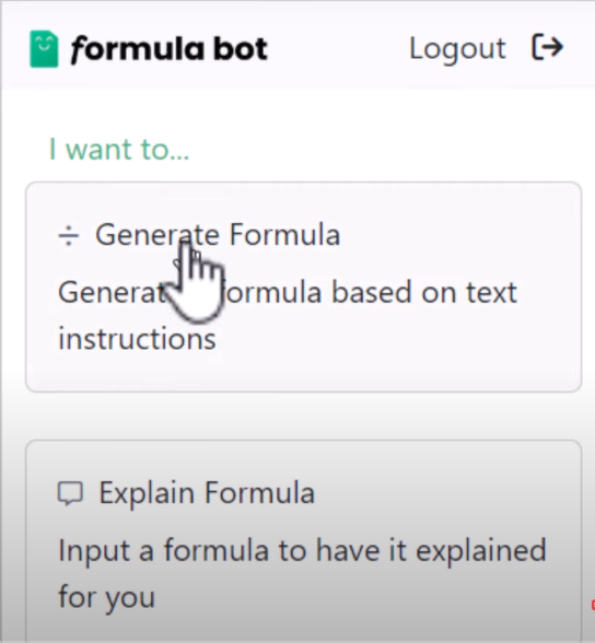 formula bot excel