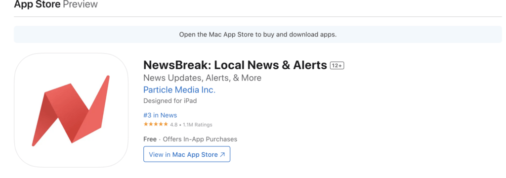 imagen de la app para iphone de newsbreak