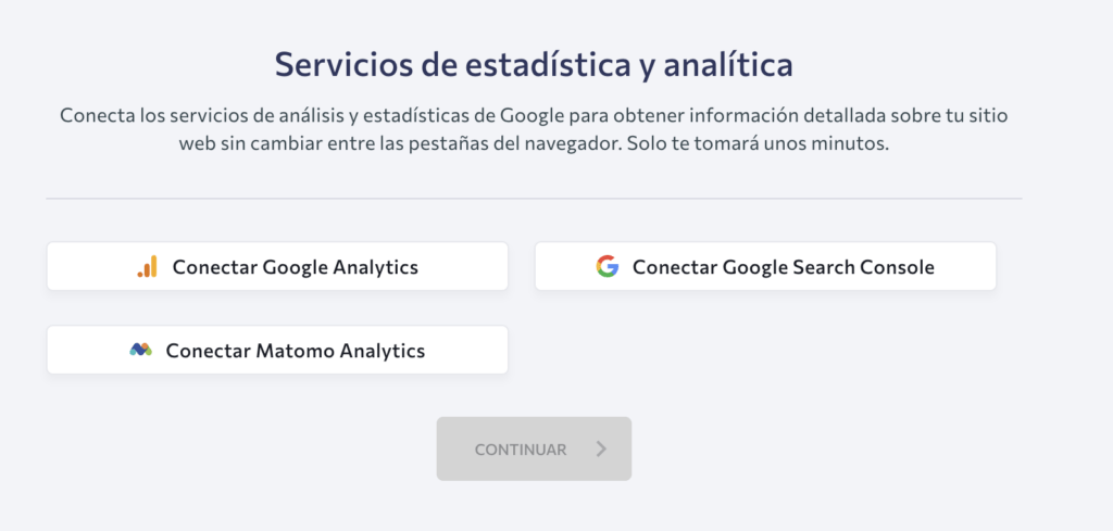 conexiones con Google Analytics 4 Google Search console y Matomo