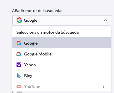 seleccionar motor de búsqueda