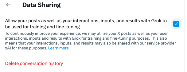 pasos para desactivar el entrenamiento de grok con tus datos de X. Paso 4